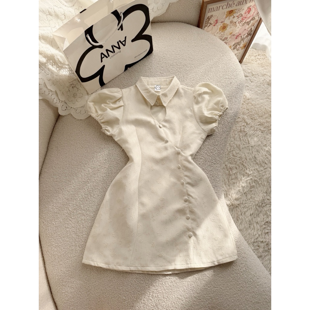 ชุดเดรสผู้หญิงคอปกแอนนาทรงหยดน้ํา - ชุดเดรส Wibi