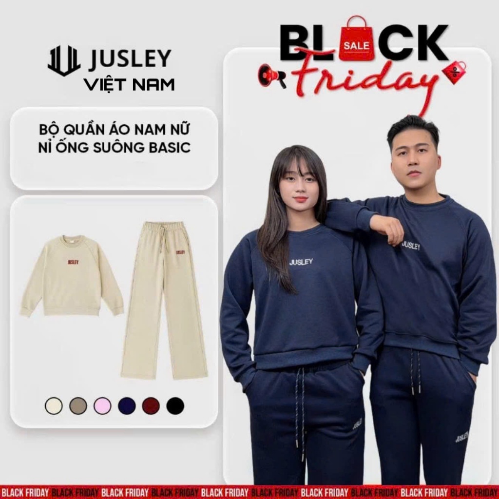 JUSLEY Vietnam ชุดเสื้อกันหนาวสําหรับผู้ชายและผู้หญิงกางเกงหลวมพื้นฐาน B5
