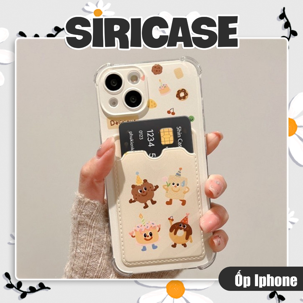 Happy Cake เคส iPhone เคสซิลิโคนใส่บัตร กันกระแทก ป้องกันกล้อง - iP 7/8/X/XS/11/12/14/15/16/17/Plus/