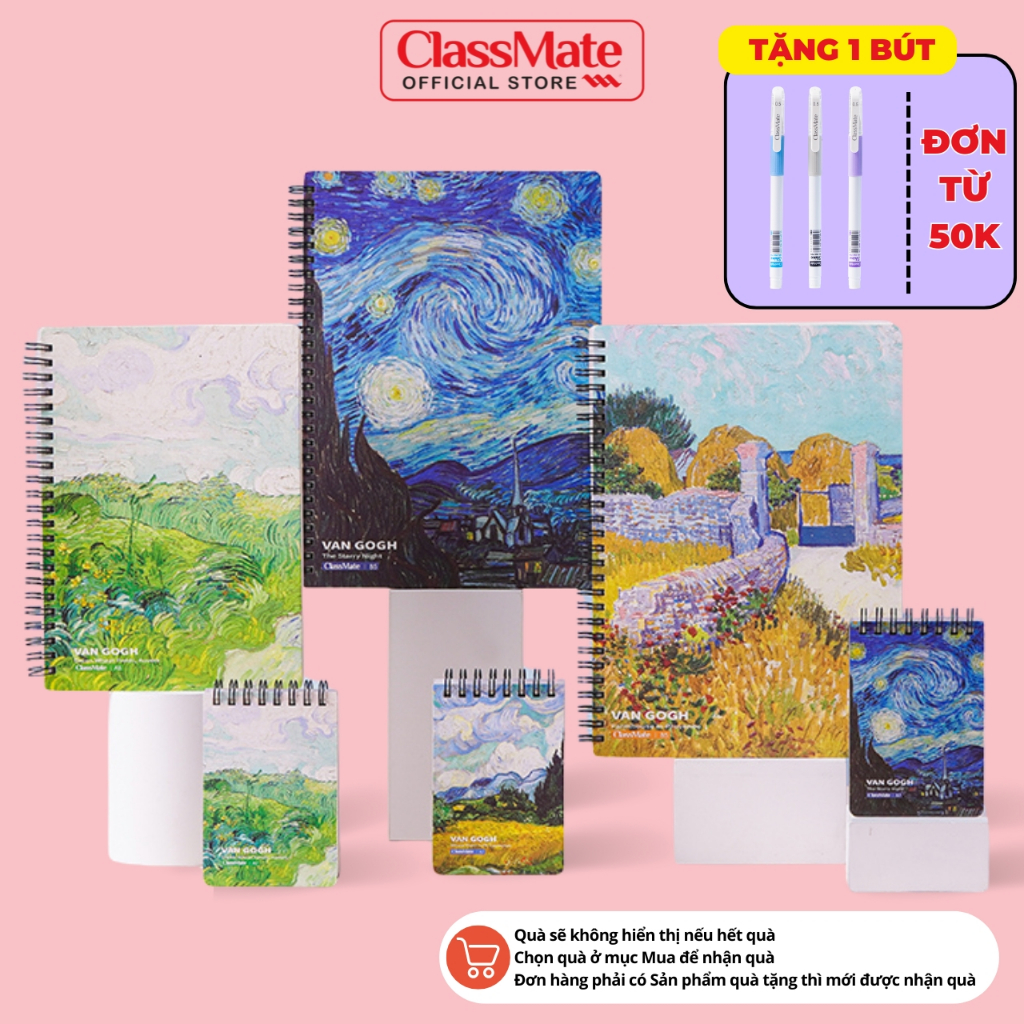XO [ฟรี 1 ปากกา] 100GSM Van Gogh Notebook Dot Grid Spring Notebook 160 หน้า, Classmate Notebook B5 A