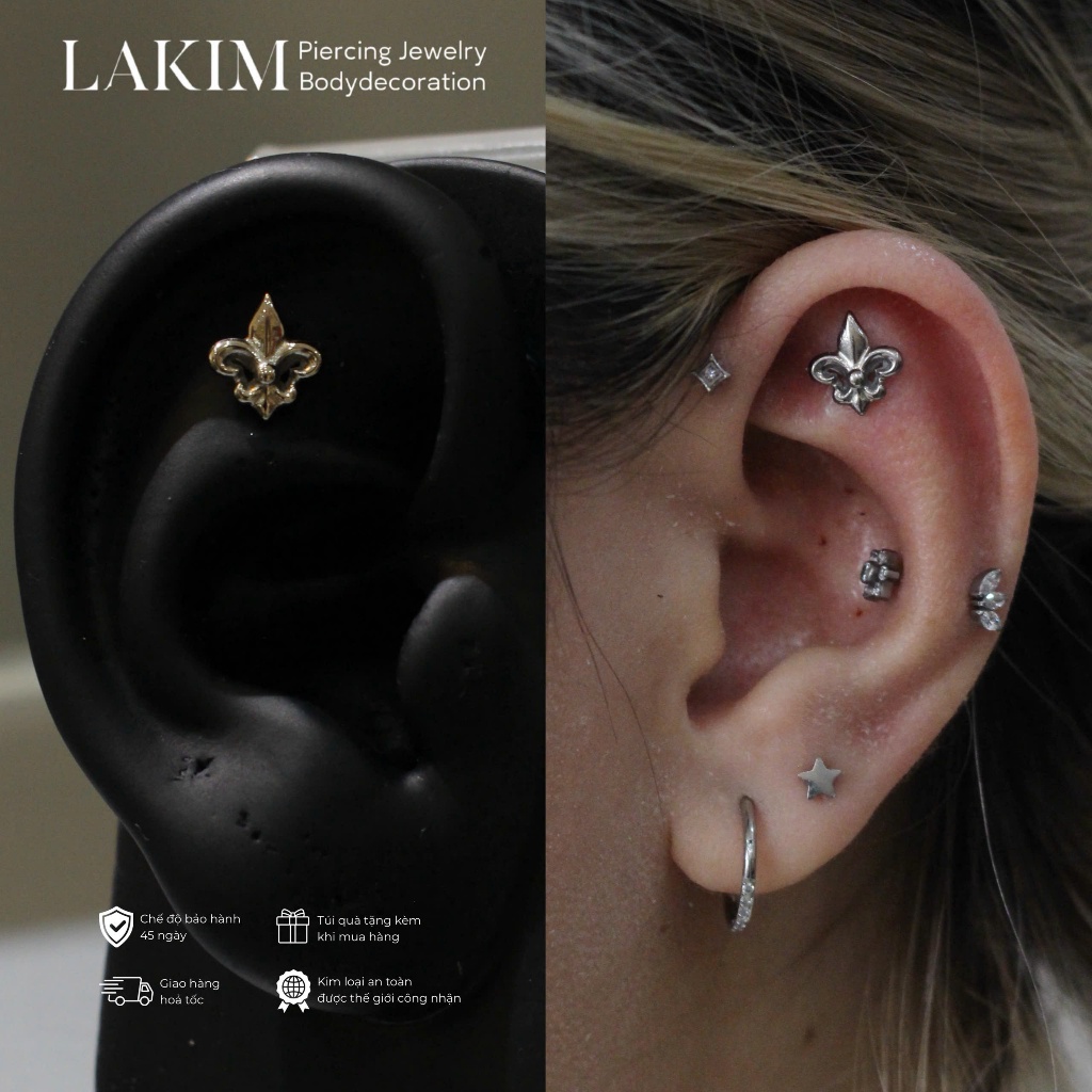 แฟชั่นไทเทเนี่ยมเจาะ | Chorme Hearts Face - Flatback Body - สกรูเกลียวภายใน