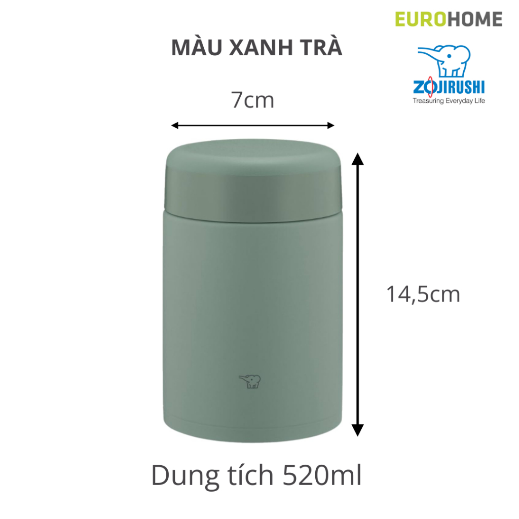 Zojirushi กล่องฟักความร้อนร้อนและเย็น 520ml สีเขียวชา 1 ปี - SW-KA52-GM