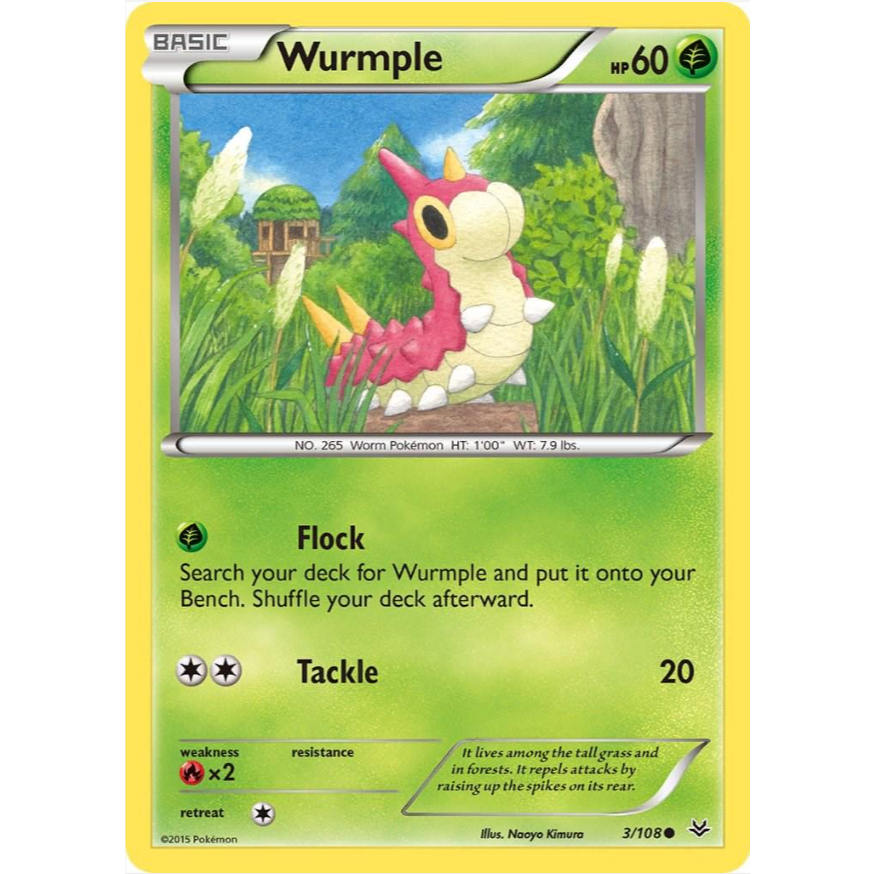 [การ์ดโปเกมอน TCG] Wurmple - 3/108 - ทั่วไป