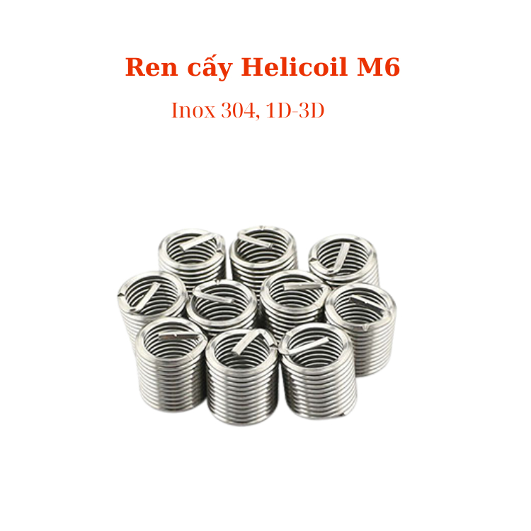 XO [Combo 50c,100c] HELICOIL M6 IMPLANTED THREAD, ด้ายเทียมสปริง M6x1.0, สแตนเลส 304
