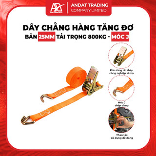 Dây Chằng Hàng Tăng Đơ 25mm 800kg Móc J ANDAT – Dây Đai Ràng Hàng Siêu Bền Cho Xe Máy Xe Ba Gác
