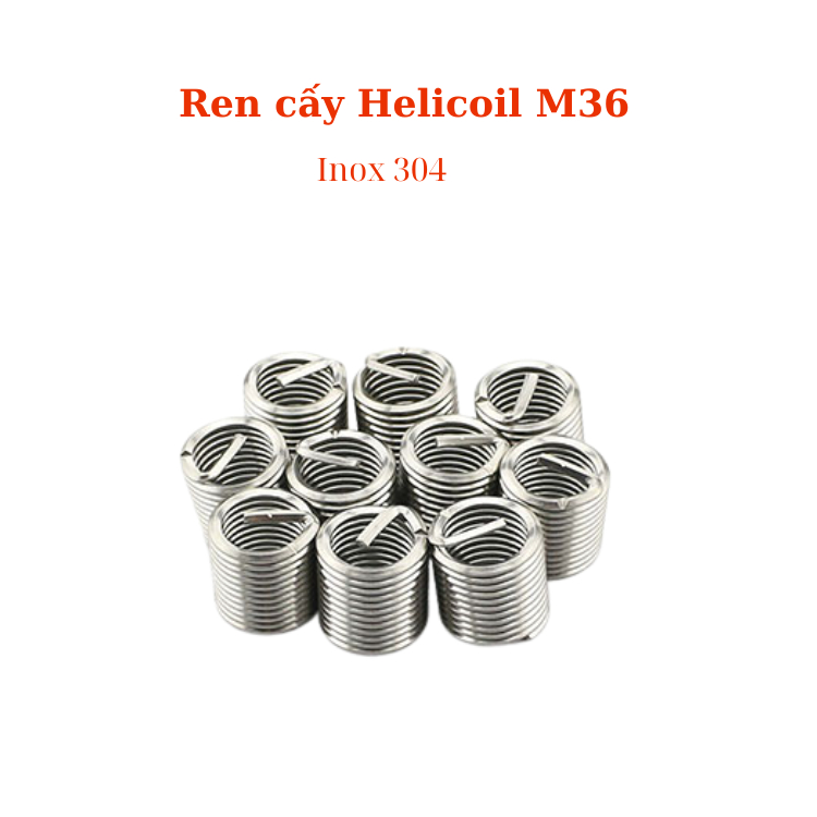 XO [2 ชิ้น, 4 ชิ้น] HELICOIL M36 IMPLANTED THREAD, สปริงสแตนเลส 304, ด้ายเทียม M36, ด้ายสปริง M36, ด