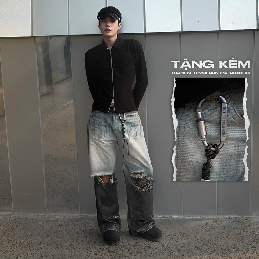 SAPIEN Baggy Denim Washedกางเกงขากว้าง-DUSTREALM Pants Baggy Jeans dirty wash