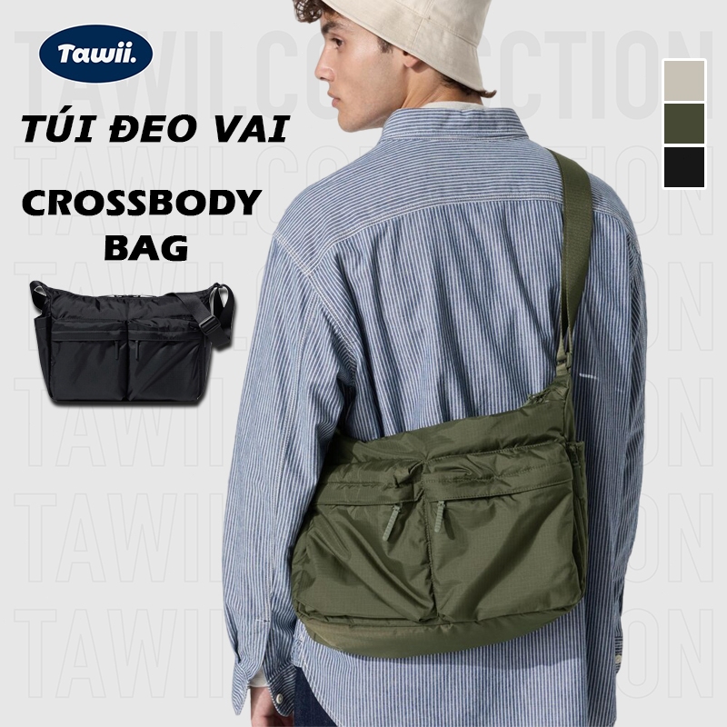 Tawii กระเป๋าผู้ชาย UNISEX กระเป๋าสะพายข้างผู้ชายกระเป๋ามัลติฟังก์ชั่นกันน้ําสามารถติดตั้งคอมพิวเตอร