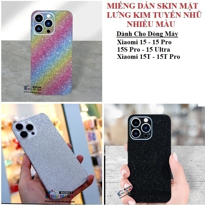 สติ๊กเกอร์ด้านหลังกลิตเตอร์หลากสีสําหรับ Xiaomi 15T 15T Pro Xiaomi 15 15 Pro 15S Pro 15 Ultra