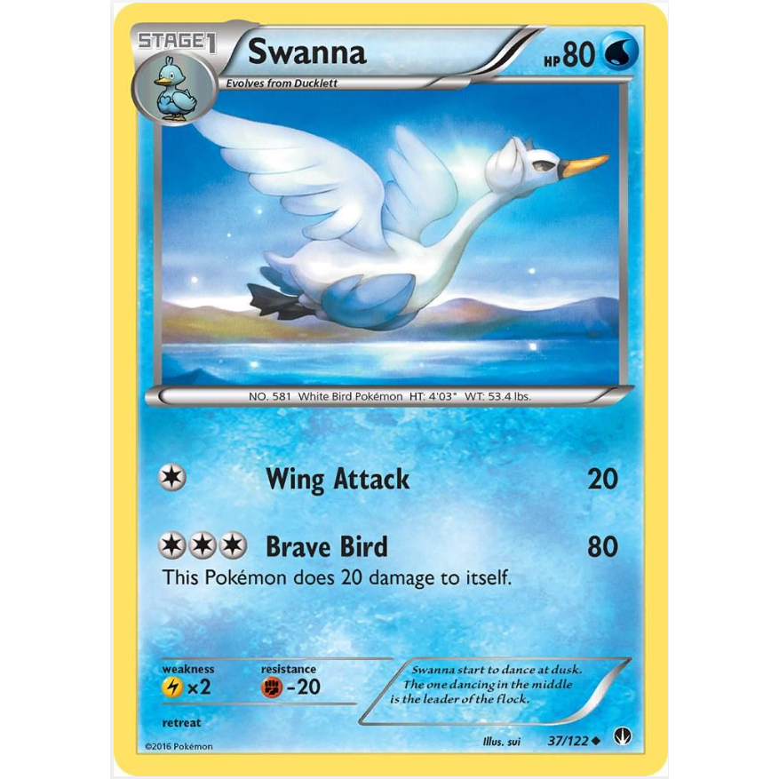 [การ์ดโปเกมอน TCG] Swanna - 37/122 - Uncommon