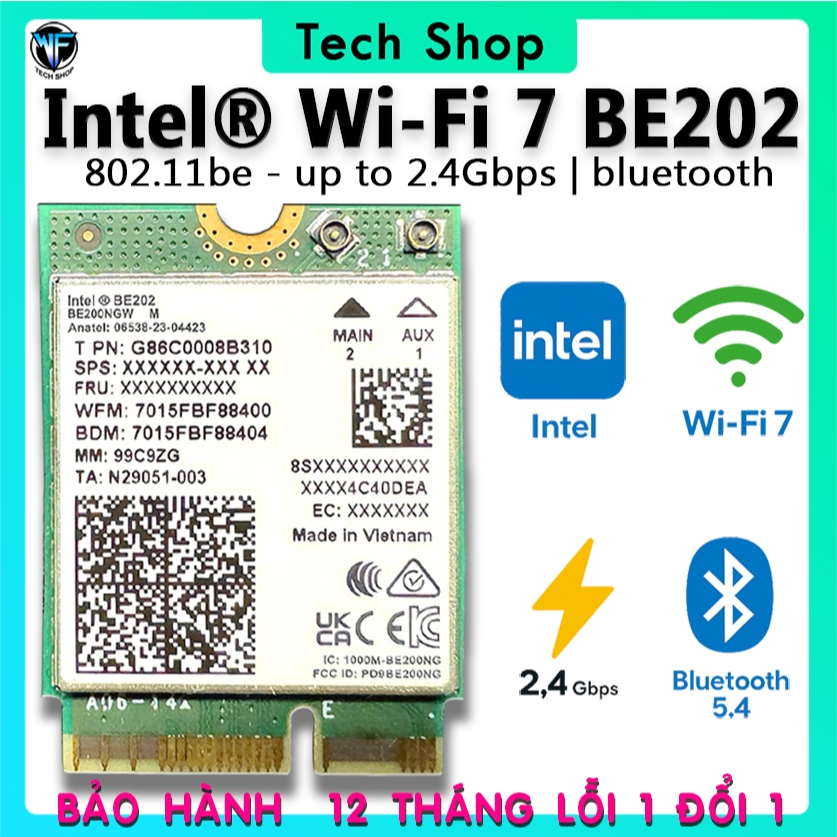 การ์ดไร้สายบลูทูธ WiFi 7 BE202 ของแท้ 5.4