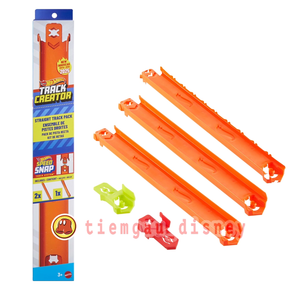 Hot Wheels Track Creator Straight Track Pack 3 Tracks (2 Straight & 1 Curved) และ 2 Connecting Bars 