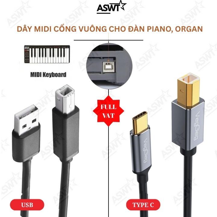 สาย MIDI สําหรับเปียโน Casio CDP-S100, CDP-S110, CDP-S150, CDP-S160, CDP-S350, CDP-S360