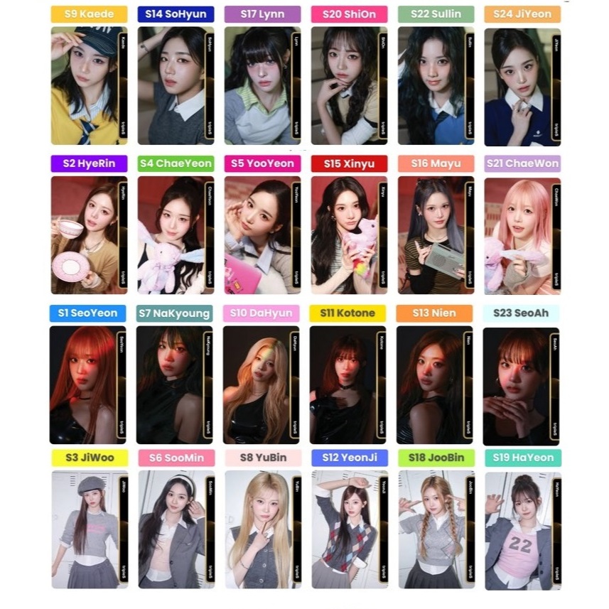 OBJEKT TRIPLES การ์ด OMA MSNZ KAEDE SOHYUN LYNN SHION JIYEON SULLIN SEO YOYEON SOHYUN XINYU CHAEWON 