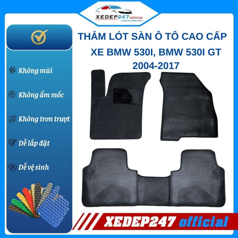 พรมปูพื้นรถยนต์ PVC สําหรับ BMW 530i, BMW 530i GT 2004-2017 5 ที่นั่ง พลาสติกบริสุทธิ์กันน้ํา ทําควา
