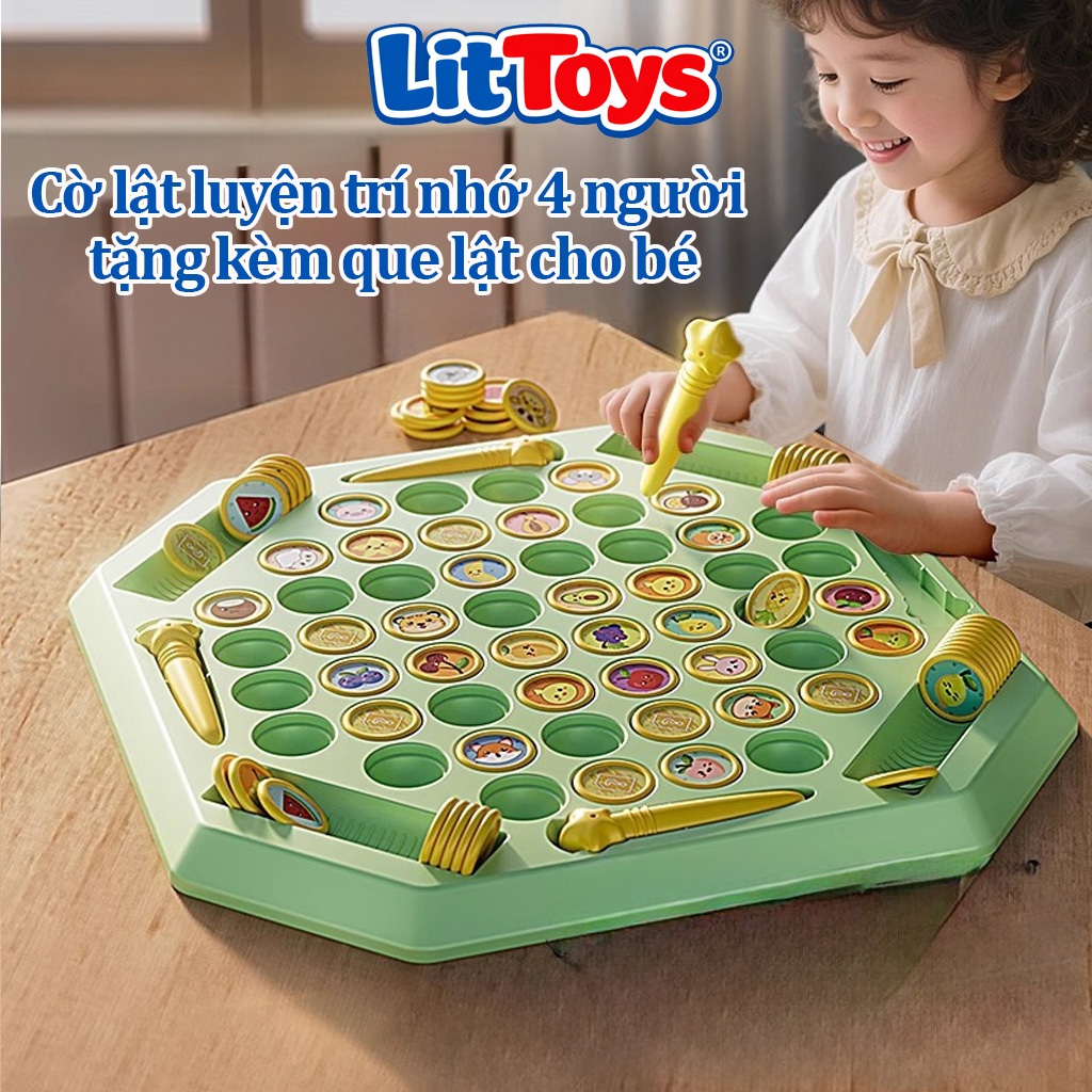 ToysLit Memory Training Flipping Chess 4 People มาพร้อมแท่งสําหรับเด็กเพื่อค้นหารูปภาพเดียวกันเพื่อฝ