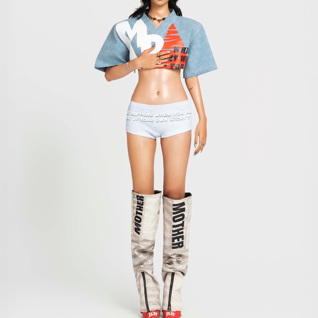 TATICHU - MAP - เสื้อครอปหนังทรงหลวม