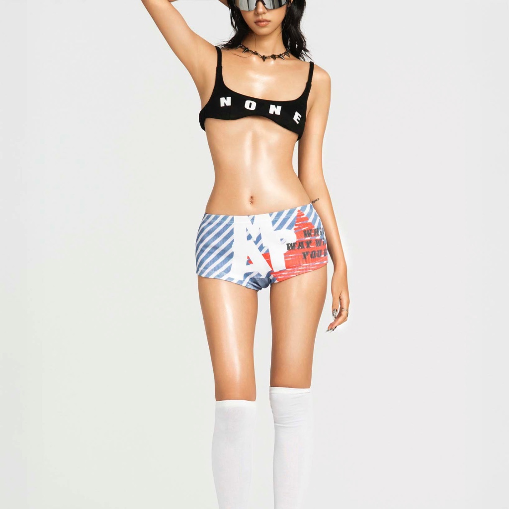 TATICHU - MAP - กางเกงขาสั้นยางยืดพิมพ์ลาย