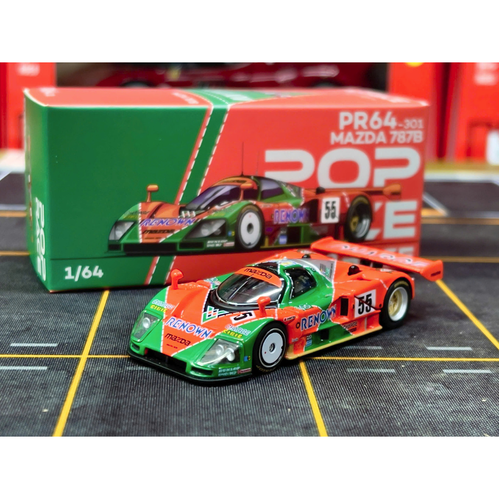 Mazda 787B Renen 24h Du mans 1991 เครื่องยนต์เปิด 1:64 โมเดลรถ Poprace PR640301