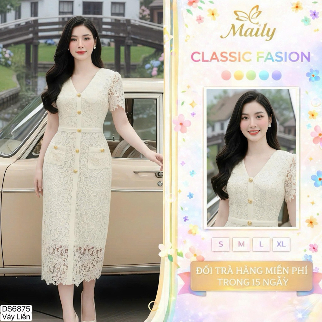 (จัดส่งทันที) DS6875 GENUINE DVC DRESS - เดรสคอเต่าลูกไม้ยาวสุดหรู | ชุดเดรสปาร์ตี้สุดหรู