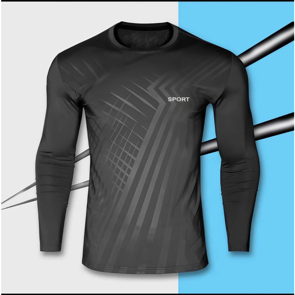 ผู้ชาย Slim Fit Gym กีฬาเสื้อยืดดูดซับแห้งเร็วยืดแขนยาว Sesame Spandex AN6 Loudra Men