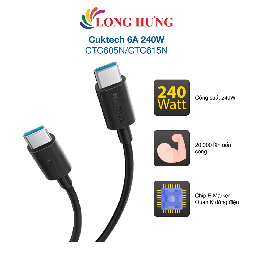 สาย Cuktech 6A 240W USB Type-C to Type-C CTC605N/CTC615N - สินค้าของแท้