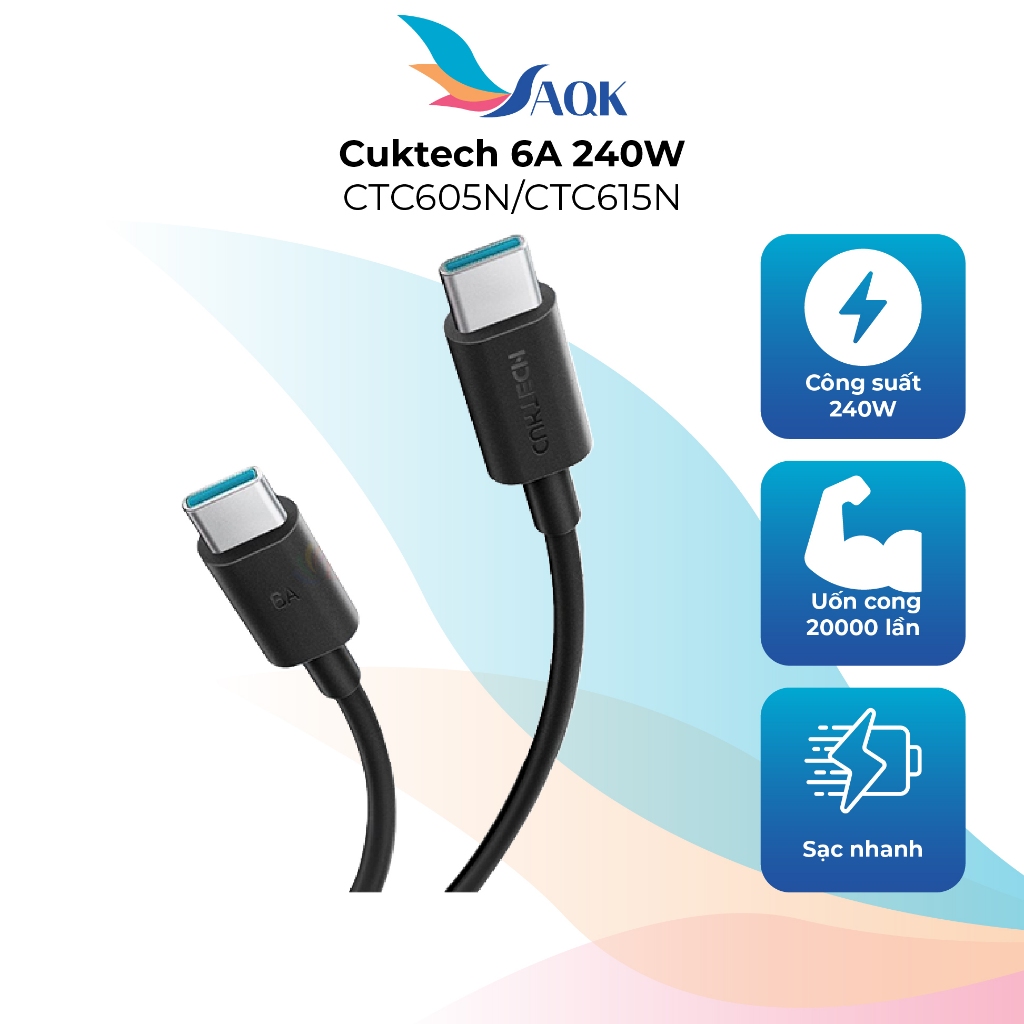 สาย Cuktech 6A 240W USB Type-C to Type-C CTC605N/CTC615N - สินค้าของแท้