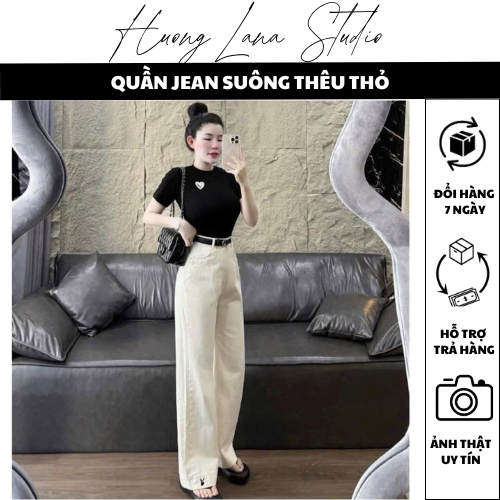 CODE 7130 RABBIT EMBROIDERED STRAIGHT JEANS