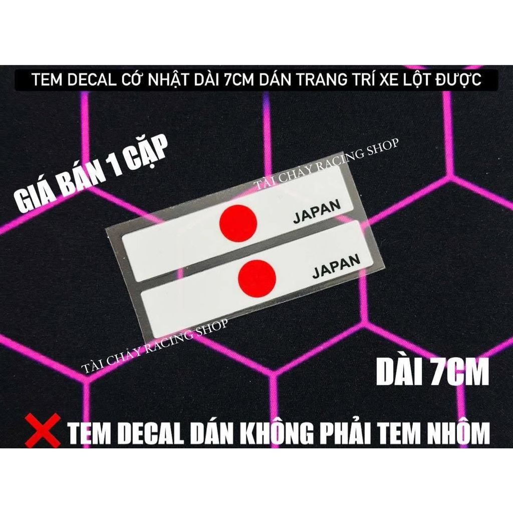 [ ราคา 1 PAIR ] JAPANESE FLAG DECAL STICKER 7 ซม. สติ๊กเกอร์ตกแต่งรถยนต์แบบยาว