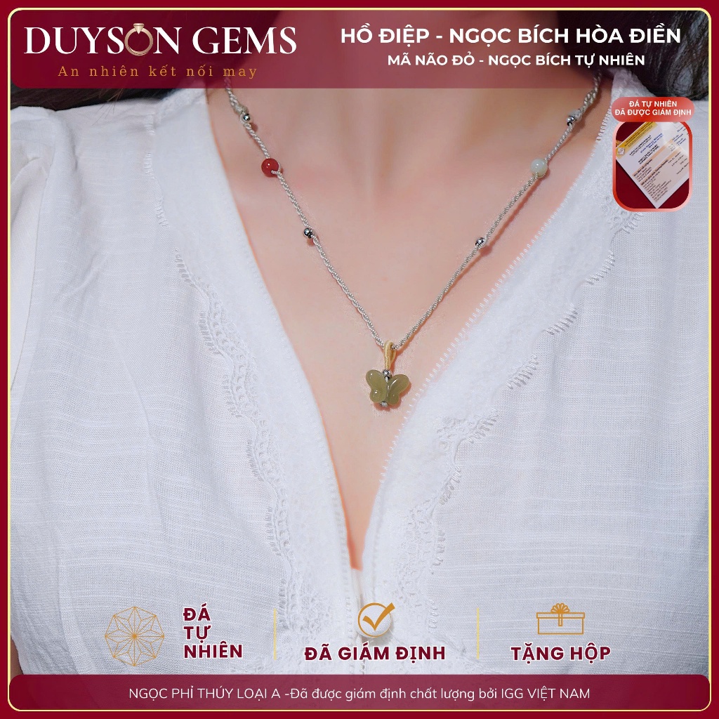 สร้อยคอหยก Hoa Dien ธรรมชาติ Dien, ด้ายถักแฮนด์เมด Duyson Gems