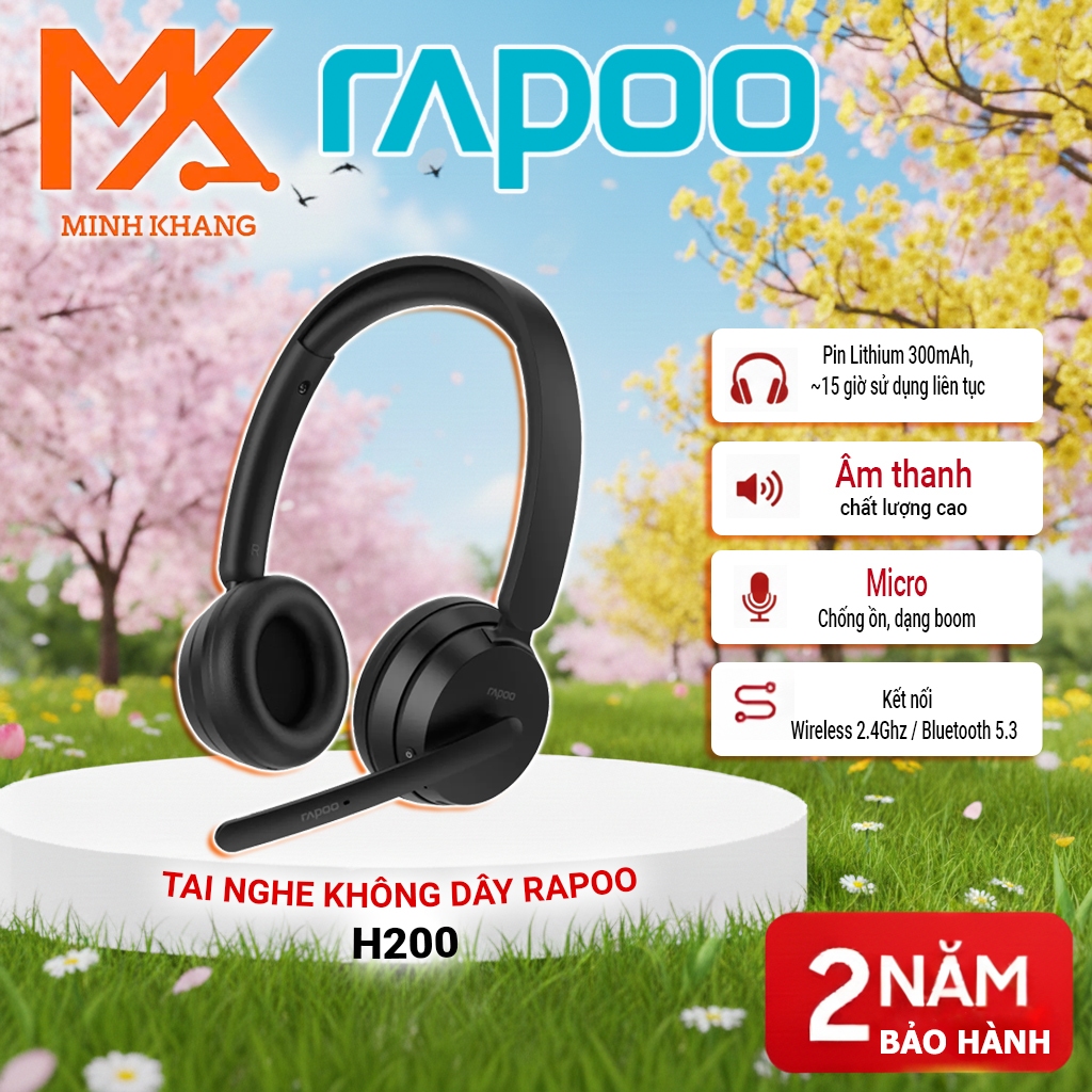 [Rapoo ของแท้] หูฟังไร้สาย Rapoo H200 – Multi-Connect Bluetooth & USB – Vivid Sound – ไมค์ใส