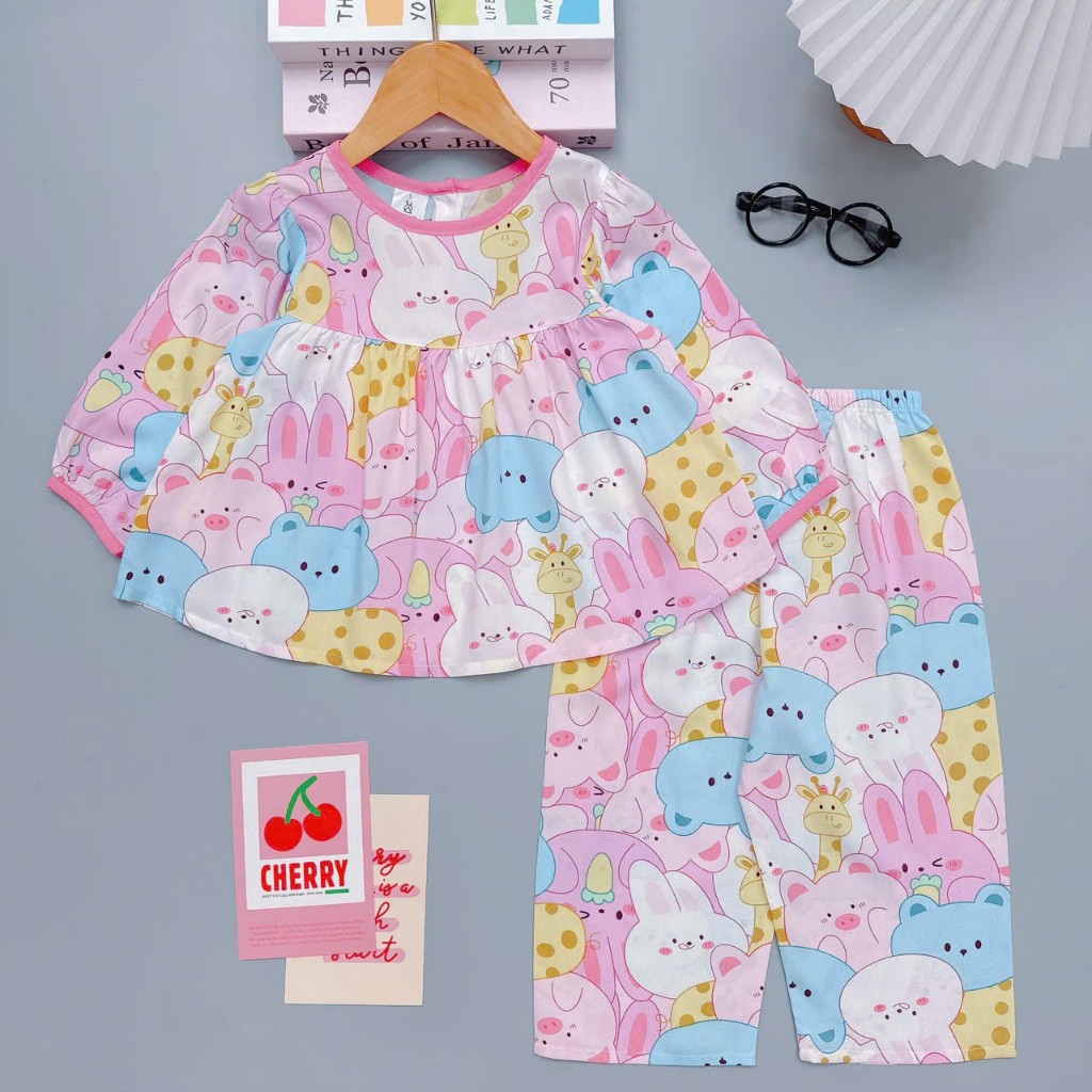 ชุดเลดี้ลินิน/กางเกงขายาวแขนยาวและกางเกงขายาวสําหรับเด็กผู้หญิง shop bunny baby kids