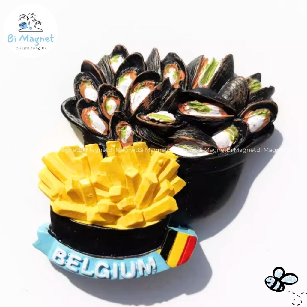 [AVAILABLE] Green moussel Magnet Moules-frites สติ๊กเกอร์ติดตู้เย็นพิเศษเบลเยี่ยม