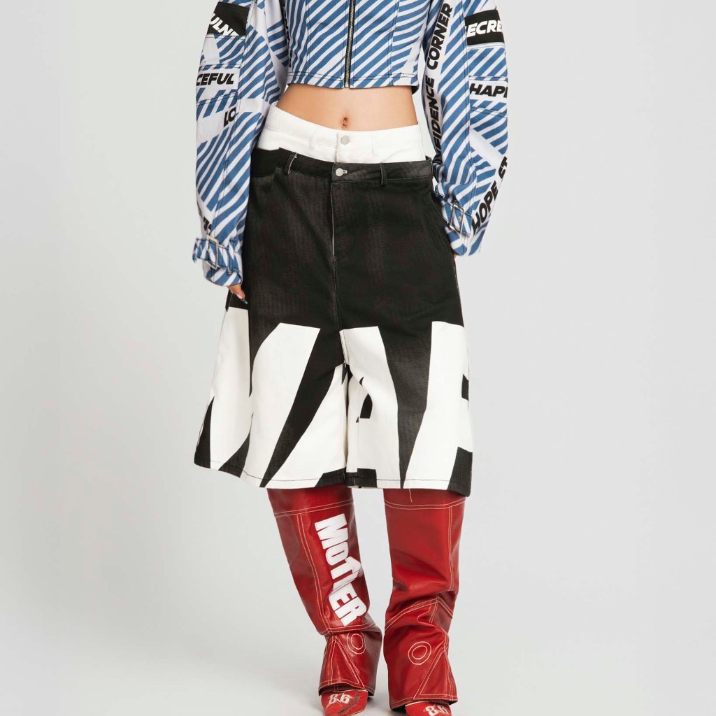 TATICHU - MAP - กางเกงยีนส์เอวสูงทรงหลวม