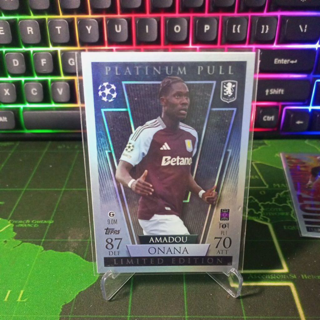 [ของแท้][ฟรี Toploader] Match Attack Amadou Onana Platinum Pull การ์ดผู้เล่นod