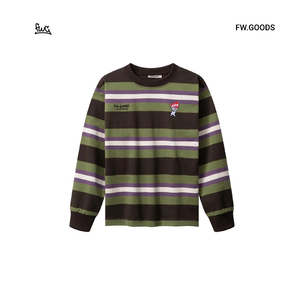 FW.GOODS - Lita Long Sleeve Rugby Boxy Striped Sweater - เสื้อยืดคอกลมแขนยาวลายทางสําหรับผู้ชายและผู