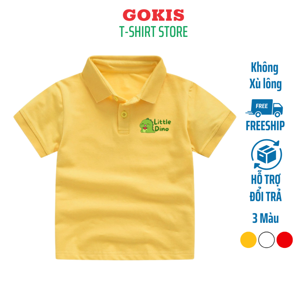 เสื้อโปโลเด็ก Little Dino ผ้าไม่ระบาย - เสื้อยืดคอเต่าสําหรับเด็ก PLK06 ร้าน Gokis