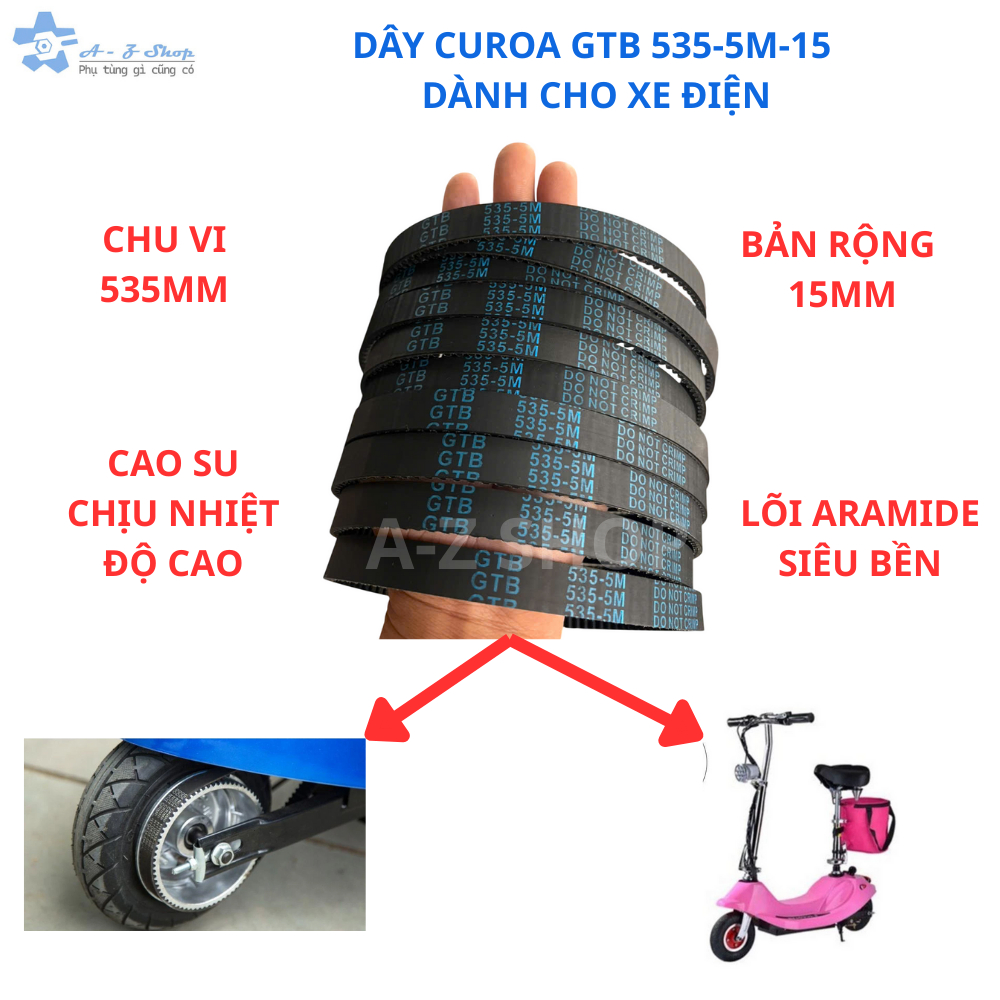 GTB เข็มขัดยาง 5M-535-15 HTD เฉพาะสําหรับยานพาหนะไฟฟ้า
