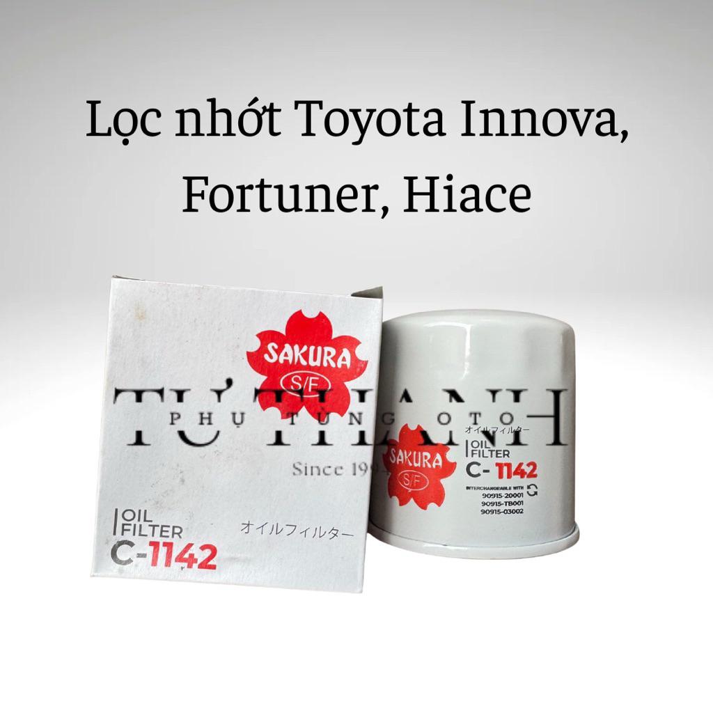 กรองน้ํามันเครื่องสําหรับ Toyota Innova, Fortuner, Hiace, Zace - รหัส C1142