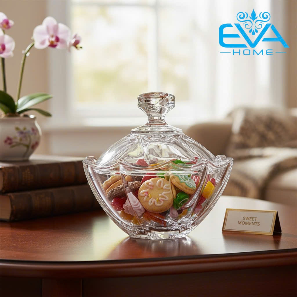 ArtMaster Macao TL3 Tet Candy Jar - ชามแก้วคริสตัลคุณภาพสูงสําหรับตกแต่งห้องนั่งเล่นหรูหรา