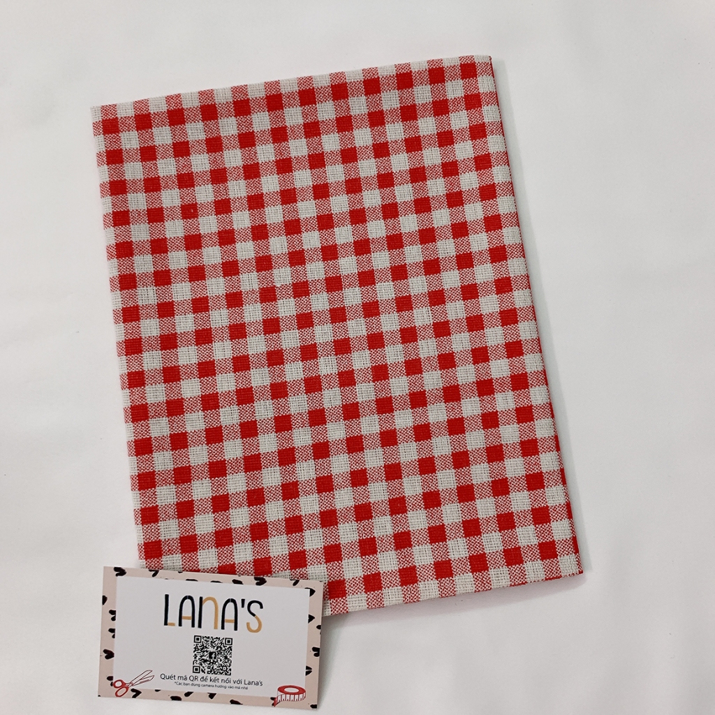 RDR002 ผ้าม่านลูกไม้ลายตารางสีแดง N150xD55