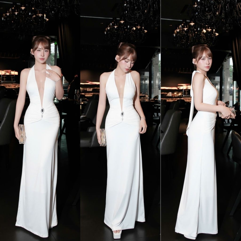 H2STORE - ชุดราตรีคอปก Rhinestone MAIA - H46739