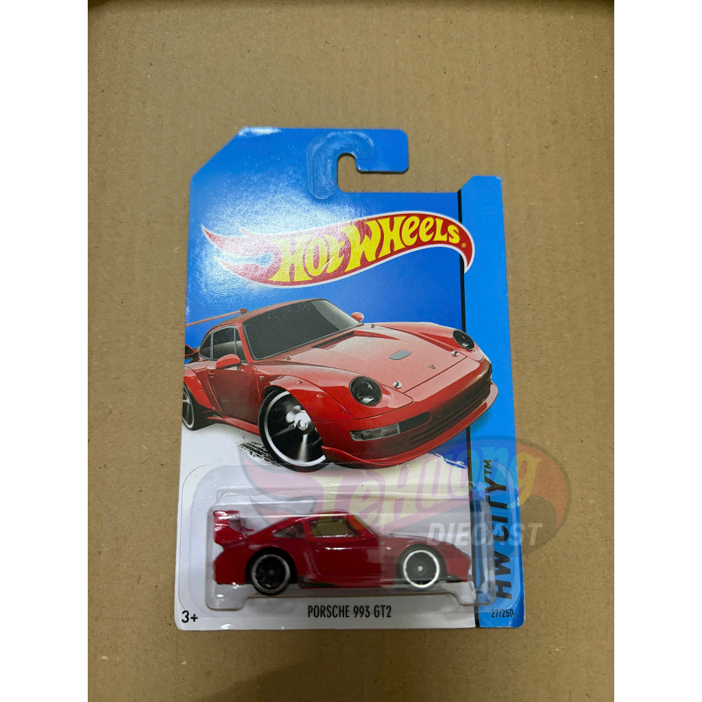 LeHuong Diecast - Hot Wheels Porsche 993 GT2 Red Old Card Model Car