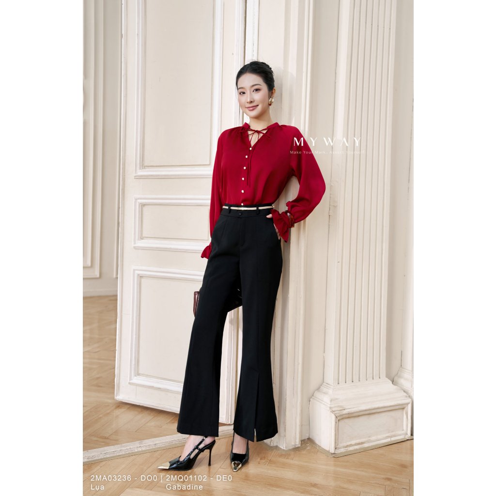 MY WAY เสื้อทรงเอทรงหลวมผู้หญิงคอปกรถไฟ 2MA03236