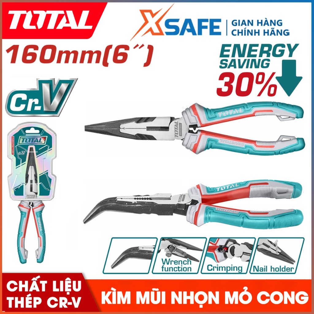 TOTAL THT24616S คีมปากแหลม ขนาด 160mm ประหยัดแรง 30% วัสดุเหล็ก Cr-V