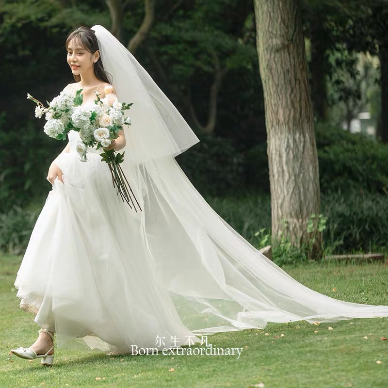 ผ้าคลุมเจ้าสาวผ้าชีฟอง 3 เมตร 2 ชั้น THHANH QUI WEDDING ACCESSORIES - KHANH VY WEDDING ACCESSORIES