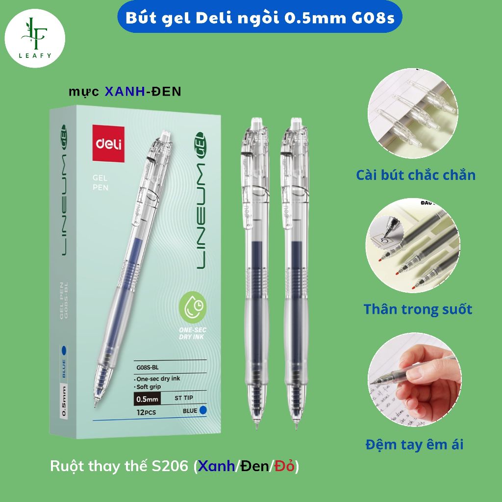 (4-12c) Deli 0.5mm S08-S ปากกาเจลใสน่ารักพร้อมแผ่นหมึกแห้งเร็ว vpp Doraemon