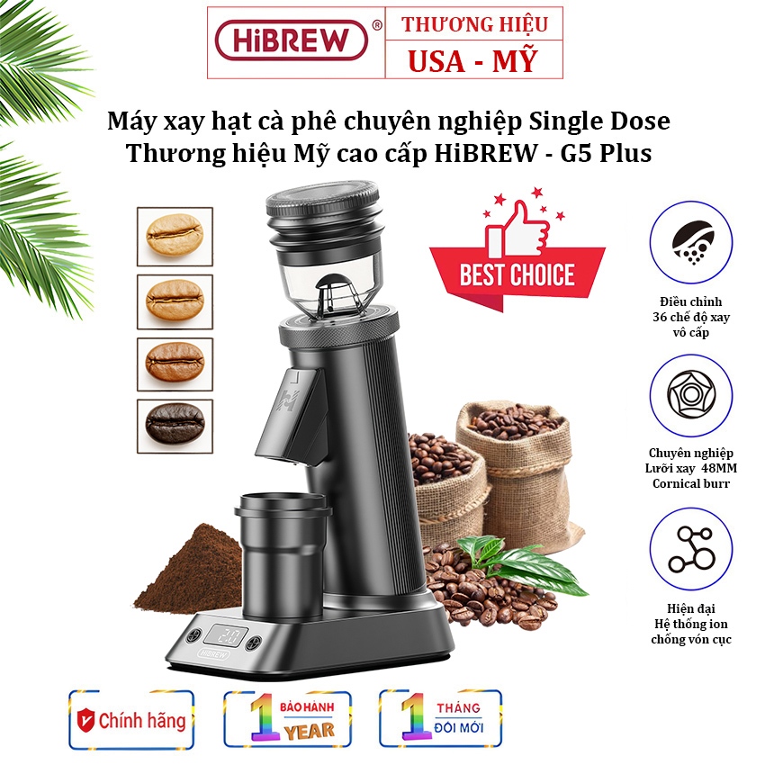 เครื่องบดเมล็ดกาแฟแบบมืออาชีพ เดี่ยว ปริมาณ แบบบูรณาการ 36 โหมดการบด แบรนด์อเมริกันพรีเมี่ยม HiBREW 