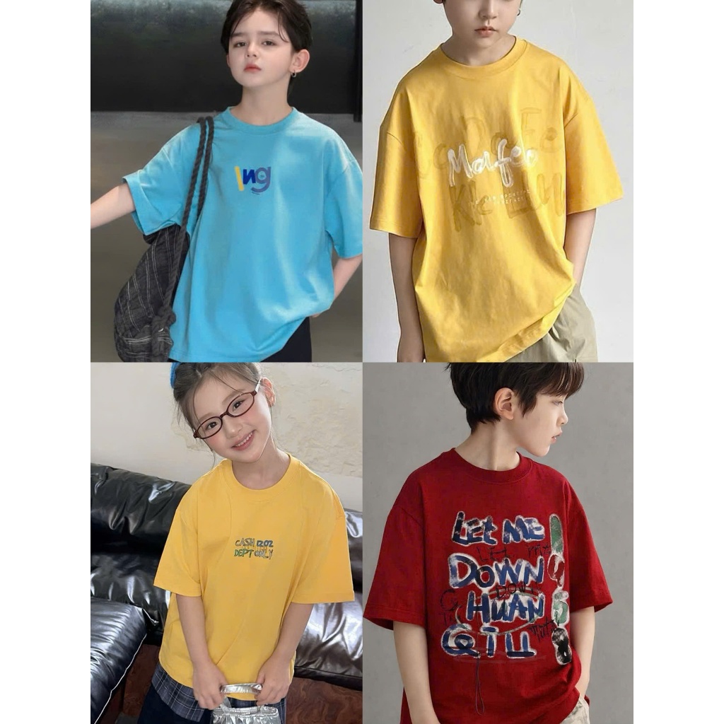 Fis A1C4L7+A1V3N9+ A1D4C5 เสื้อยืดแขนสั้นบุคลิกภาพรัสเซียสําหรับเด็กชายและเด็กหญิง