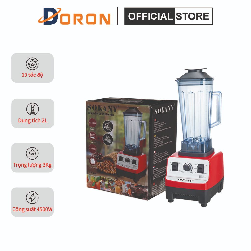 SOKANY โซคานี เครื่องปั่น 4500ว ใช้งานสะดวก ถอดประกอบทําความสะอาดง่าย